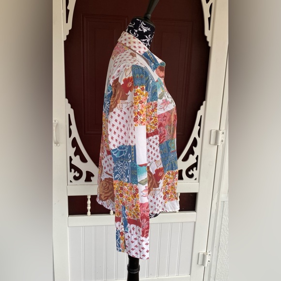 Kim Rogers Women’s Button Up Patchwork Paisley Design Top Size Medium - Picture 7 of 16